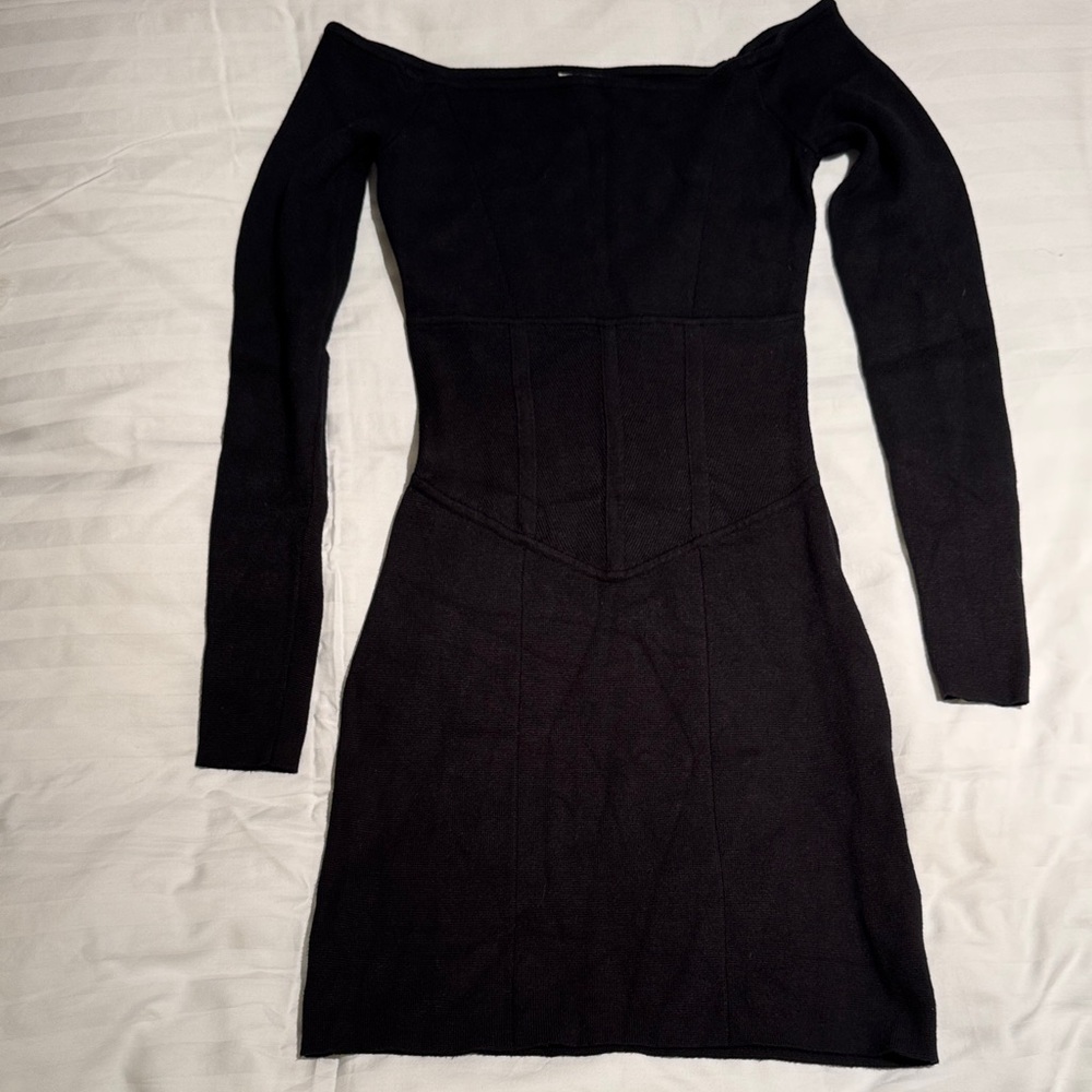 Abercrombie & Fitch Black Long Sleeve Dress stretch mini dress size small